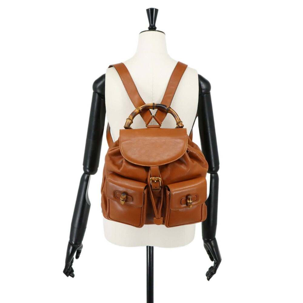 Gucci Bamboo Backpack, Leather, Brown, Gold Hardware, 003.1998.0016 - Picture 10 of 10